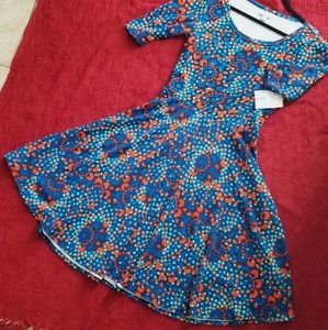 NwT Large blue/red/teal Nicole Dress Lularoe